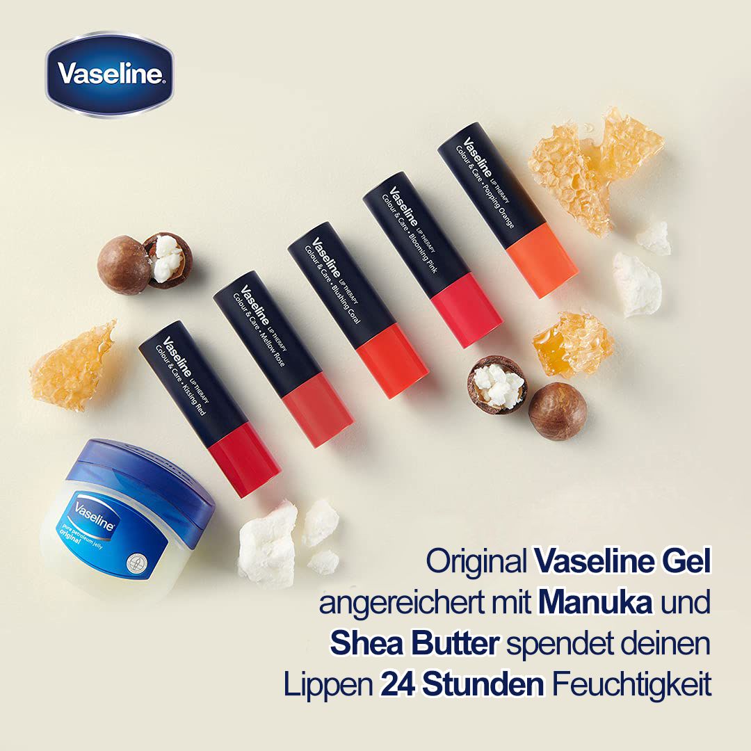 Vaseline Lip Therapy Blushing Coral | Lippenbalsam I Manuka Honig und Shea Butter I 100% natürliche Farbstoffe