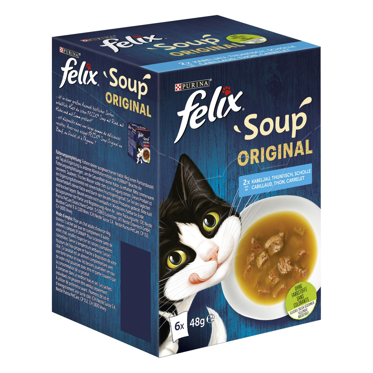 FELIX Soup, soupe avec de tendres morceaux, diversité de saveurs de l'eau, 6 paquets de 48g