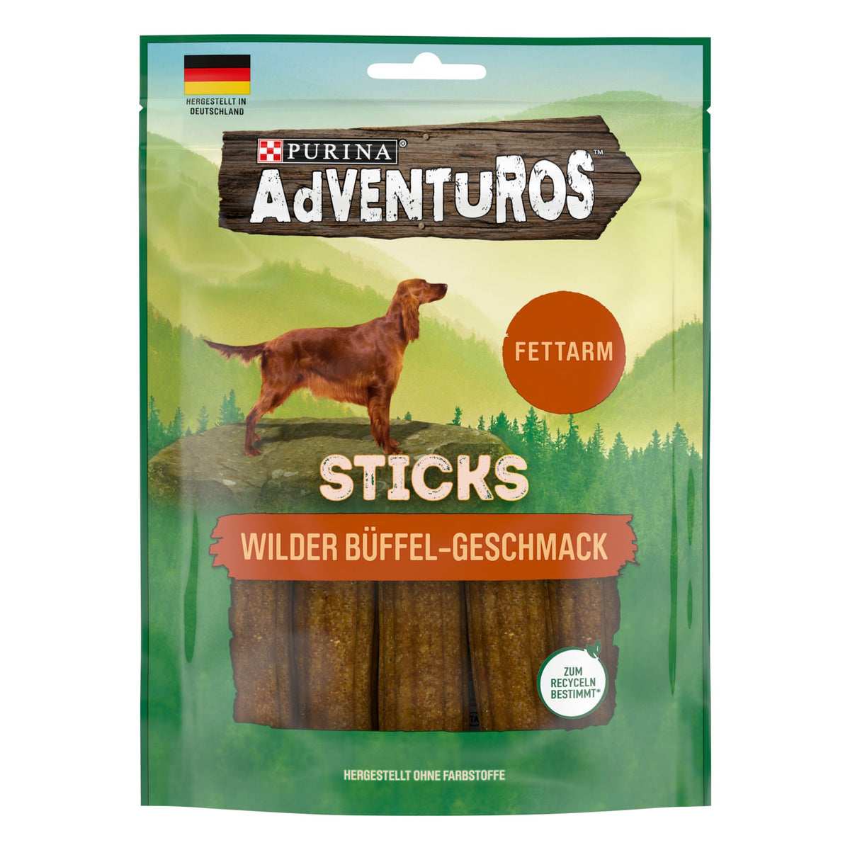 AdVENTuROS Sticks Hundeleckerli fettarm, mit Büffelgeschmack 120g Beutel