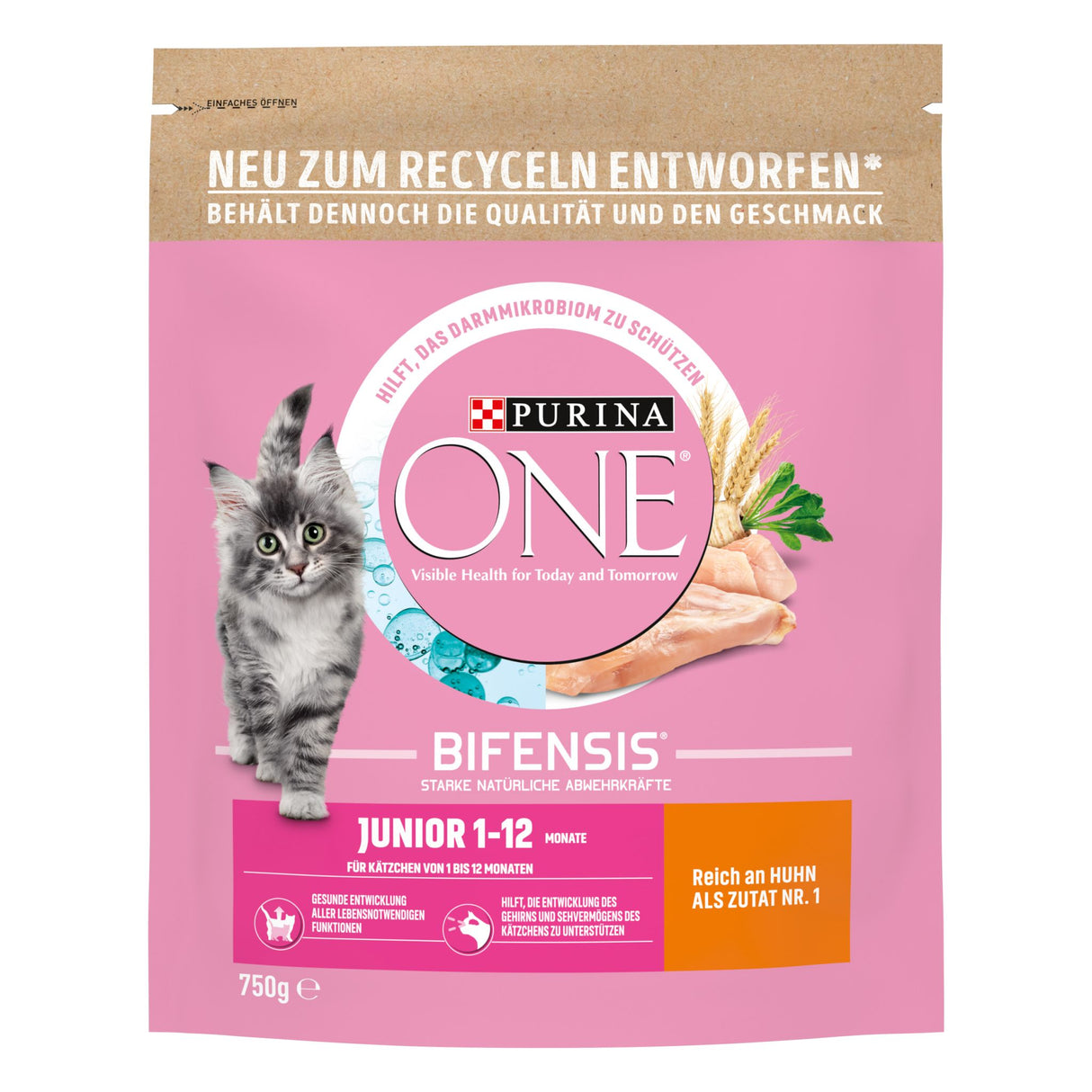 PURINA ONE BIFENSIS JUNIOR 1-12 Alimentation sèche pour chatons, riche en poulet