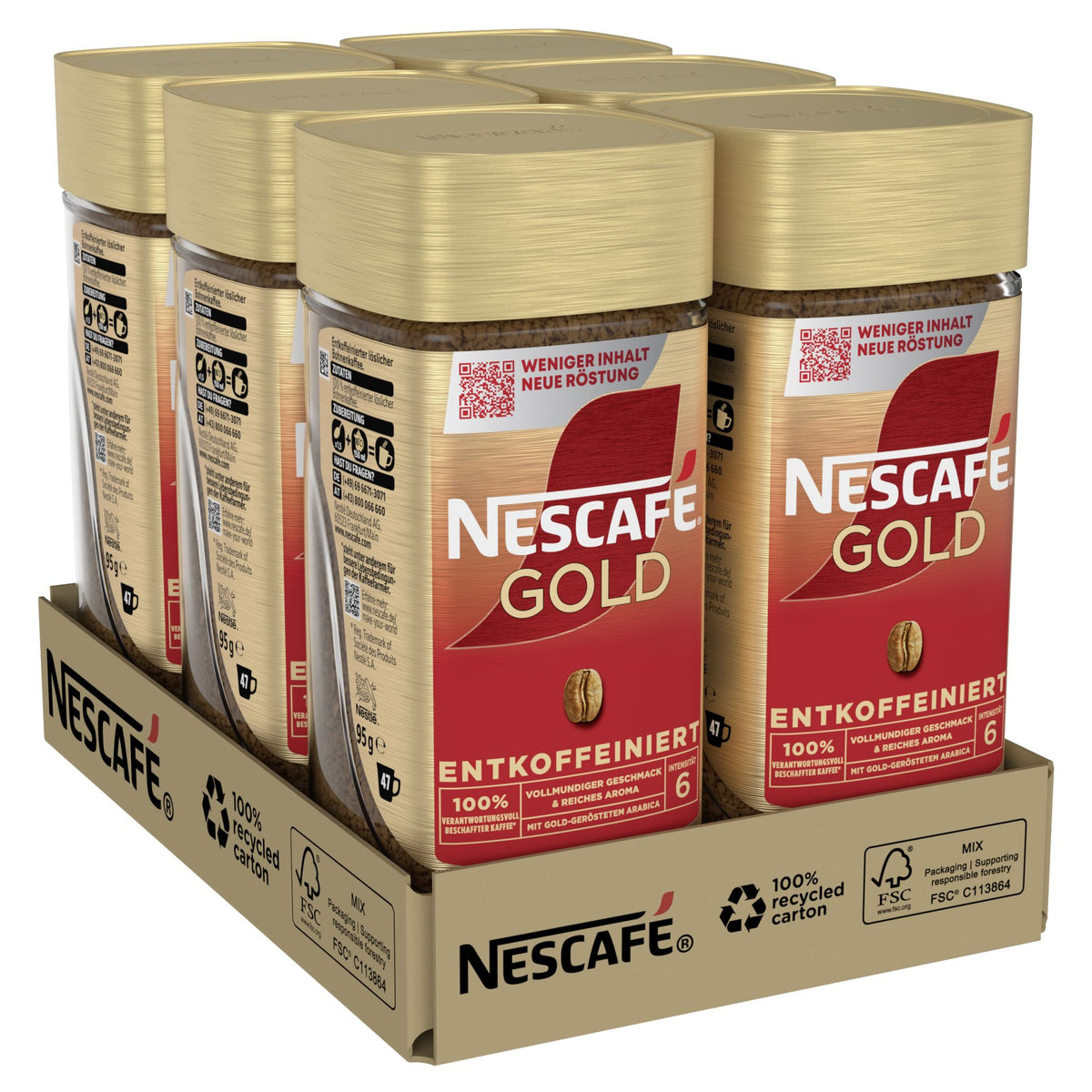 NESCAFÉ GOLD Entkoffeiniert, löslicher Bohnenkaffee, koffeinfrei