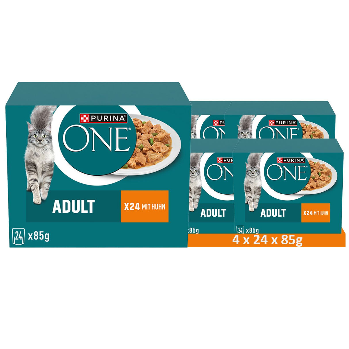 PURINA ONE Adult Multipack Katzenfutter nass zarte Stückchen in Sauce mit Huhn und grünen Bohnen