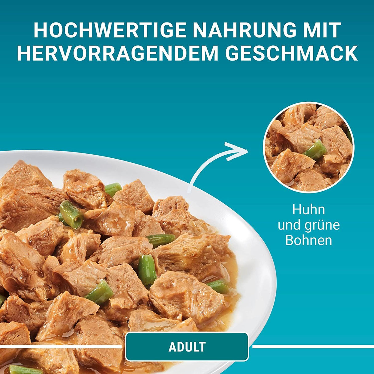 PURINA ONE Adult Katzenfutter nass zarte Stückchen in Sauce mit Huhn und grünen Bohnen