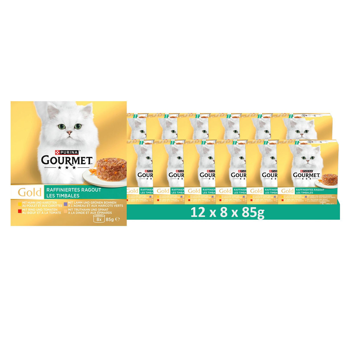 GOURMET Gold Raffiniertes Ragout Katzenfutter nass, Sorten-Mix