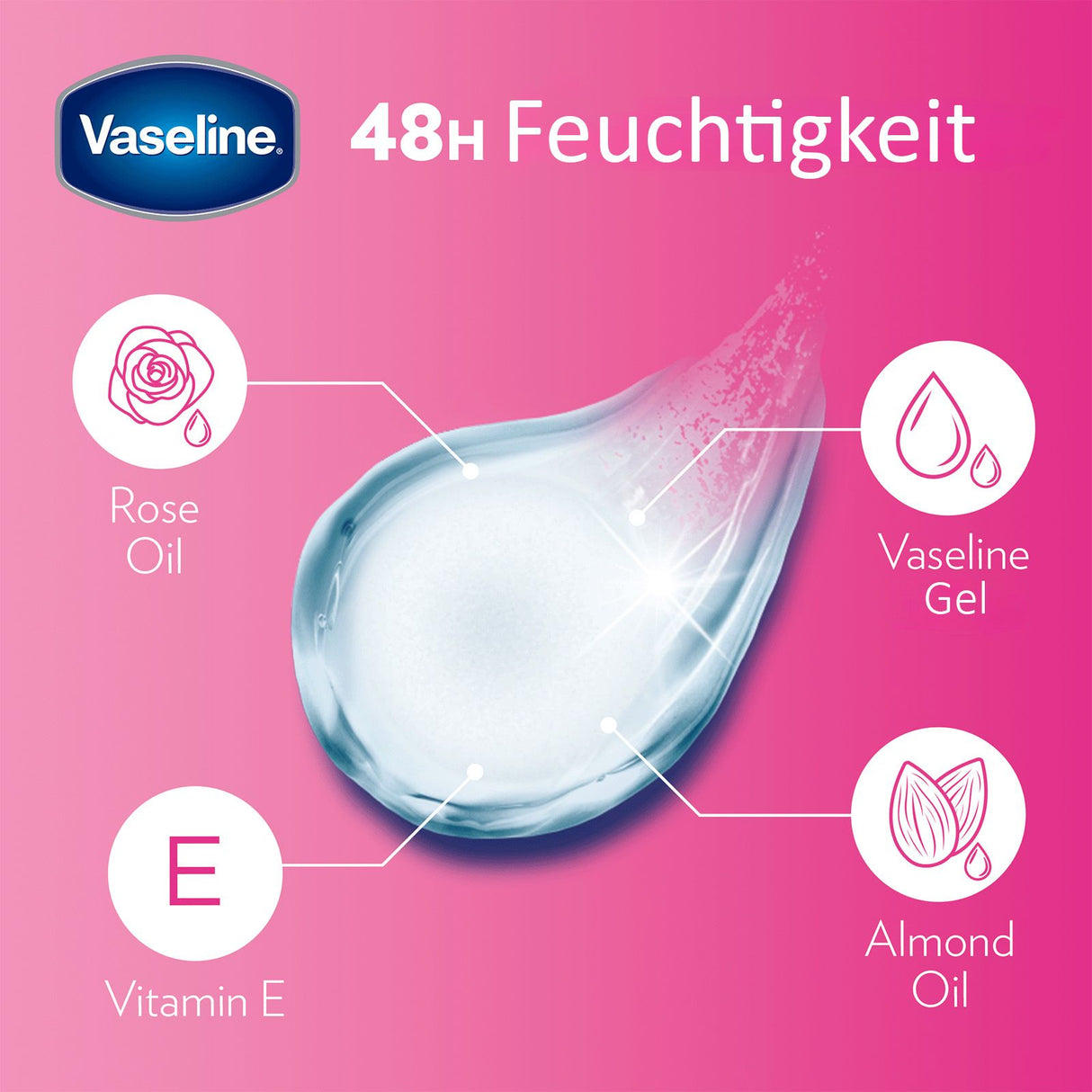 Vaseline Lip Therapy Rosy, Getönter Lippenbalsam, Lippenstift mit Mandel und Rosenöl