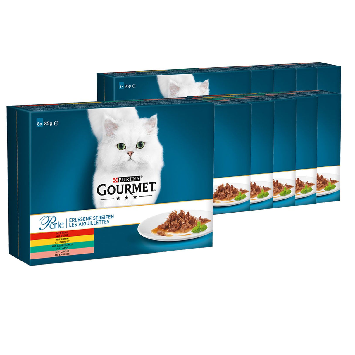 GOURMET Perle Erlesene Streifen Katzenfutter nass, Sorten-Mix