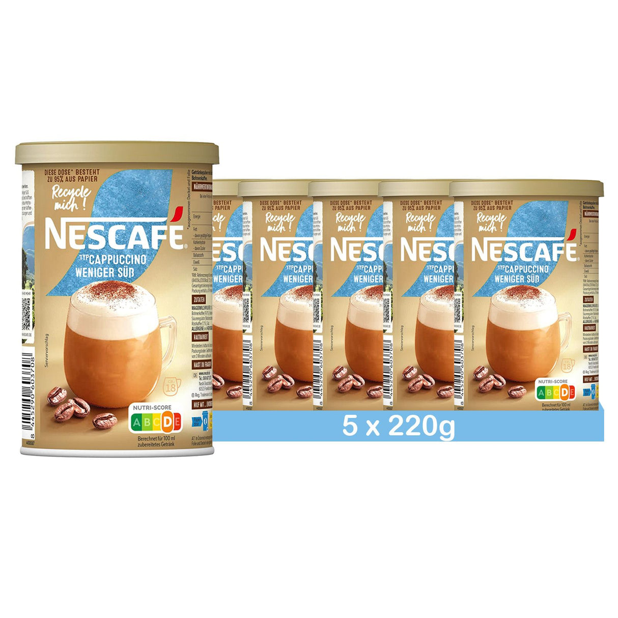 NESCAFÉ Gold Typ Cappuccino Weniger Süß, Getränkepulver mit löslichem Bohnenkaffee
