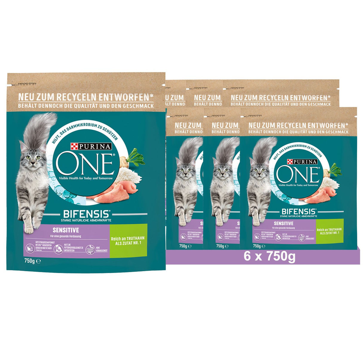 PURINA ONE BIFENSIS SENSITIVE Katzenfutter trocken reich an Truthahn