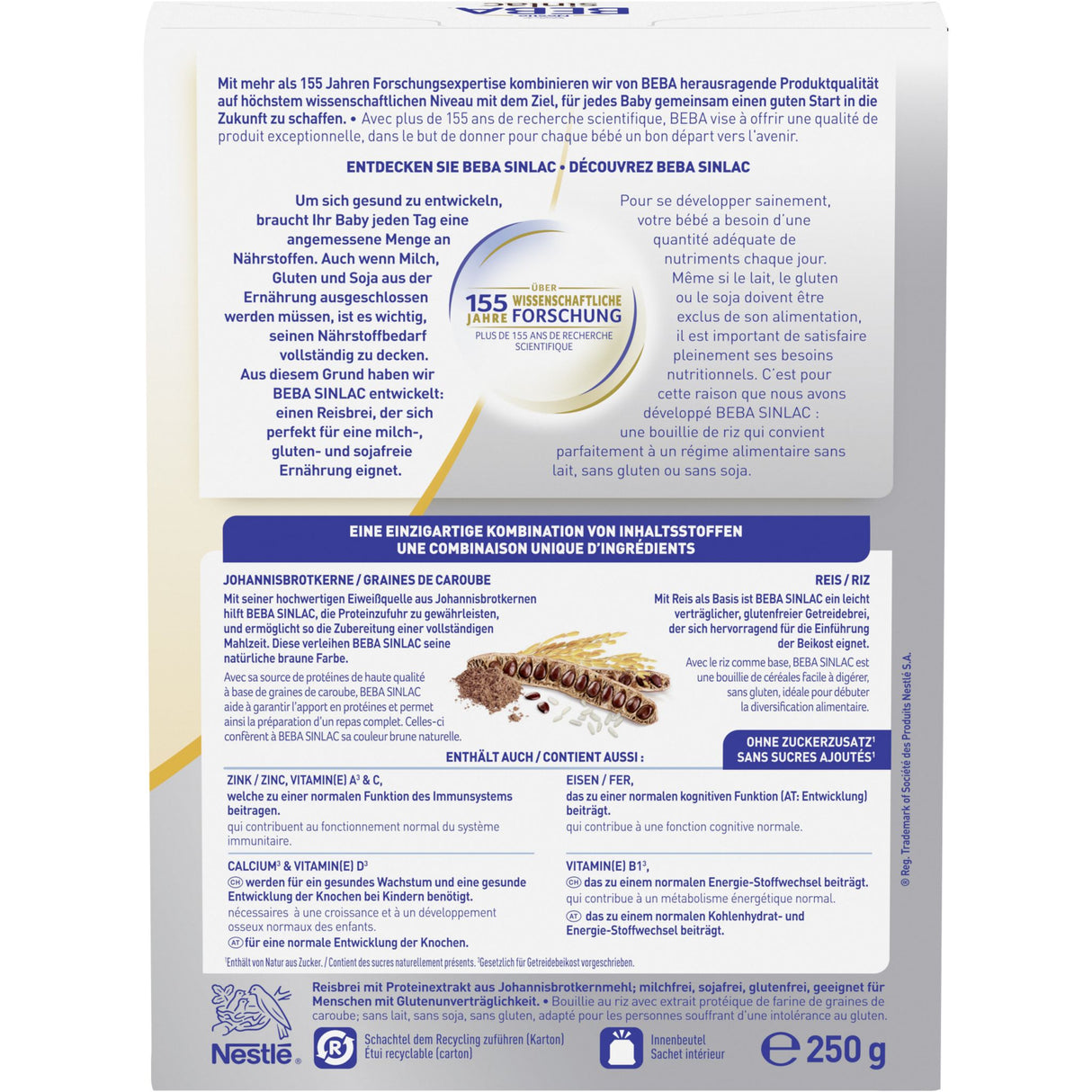 BEBA SINLAC glutenfreier Reisbrei, Sojafrei, Milch- & Laktosefrei,