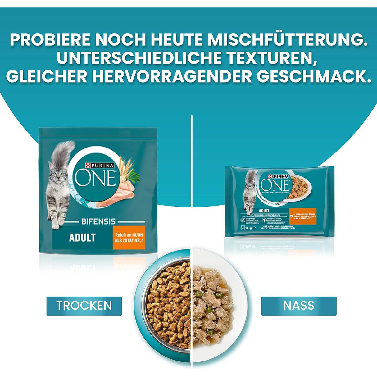 PURINA ONE ADULT Trockenfutter Katze mit Huhn