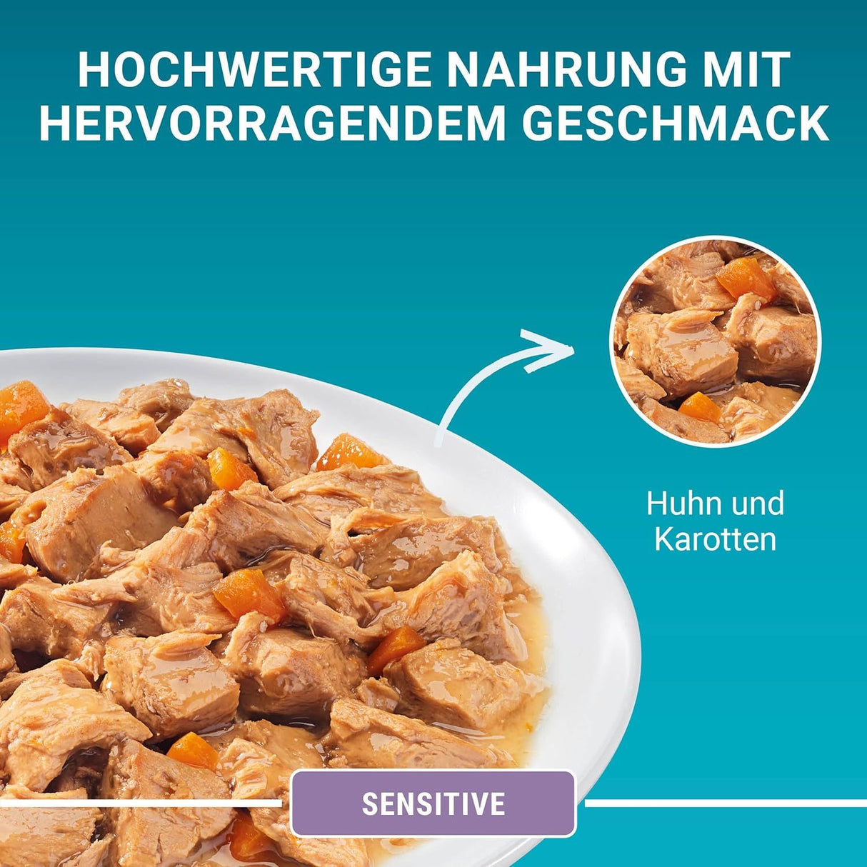 PURINA ONE SENSITIVE Katzenfutter nass mit Huhn 8er-Pack