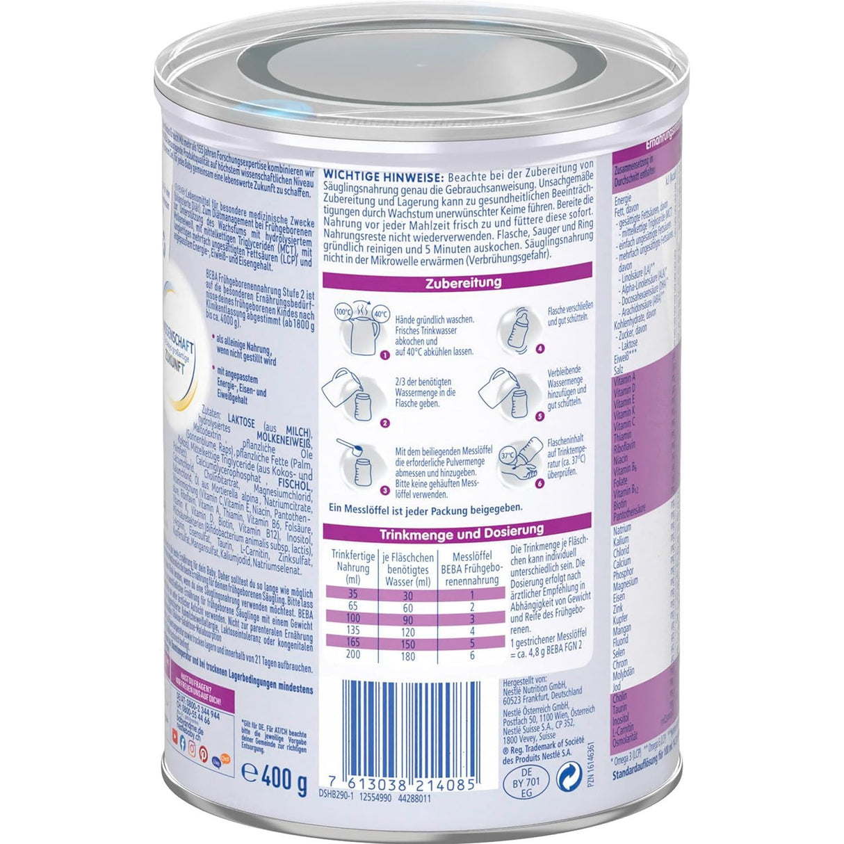 Nestlé BEBA Frühgeborenennahrung Stufe 2