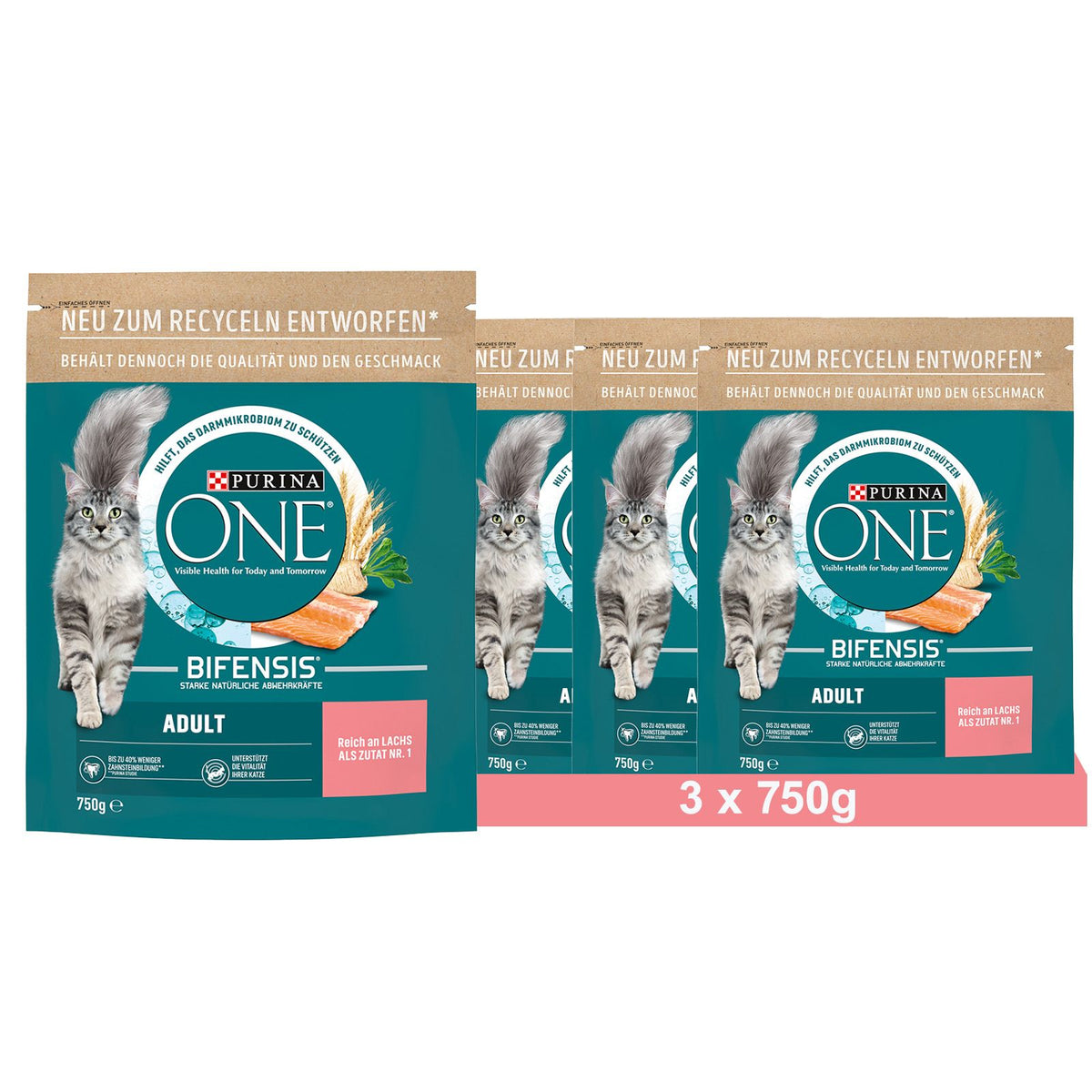 PURINA ONE BIFENSIS Adult Katzenfutter trocken, reich an Lachs
