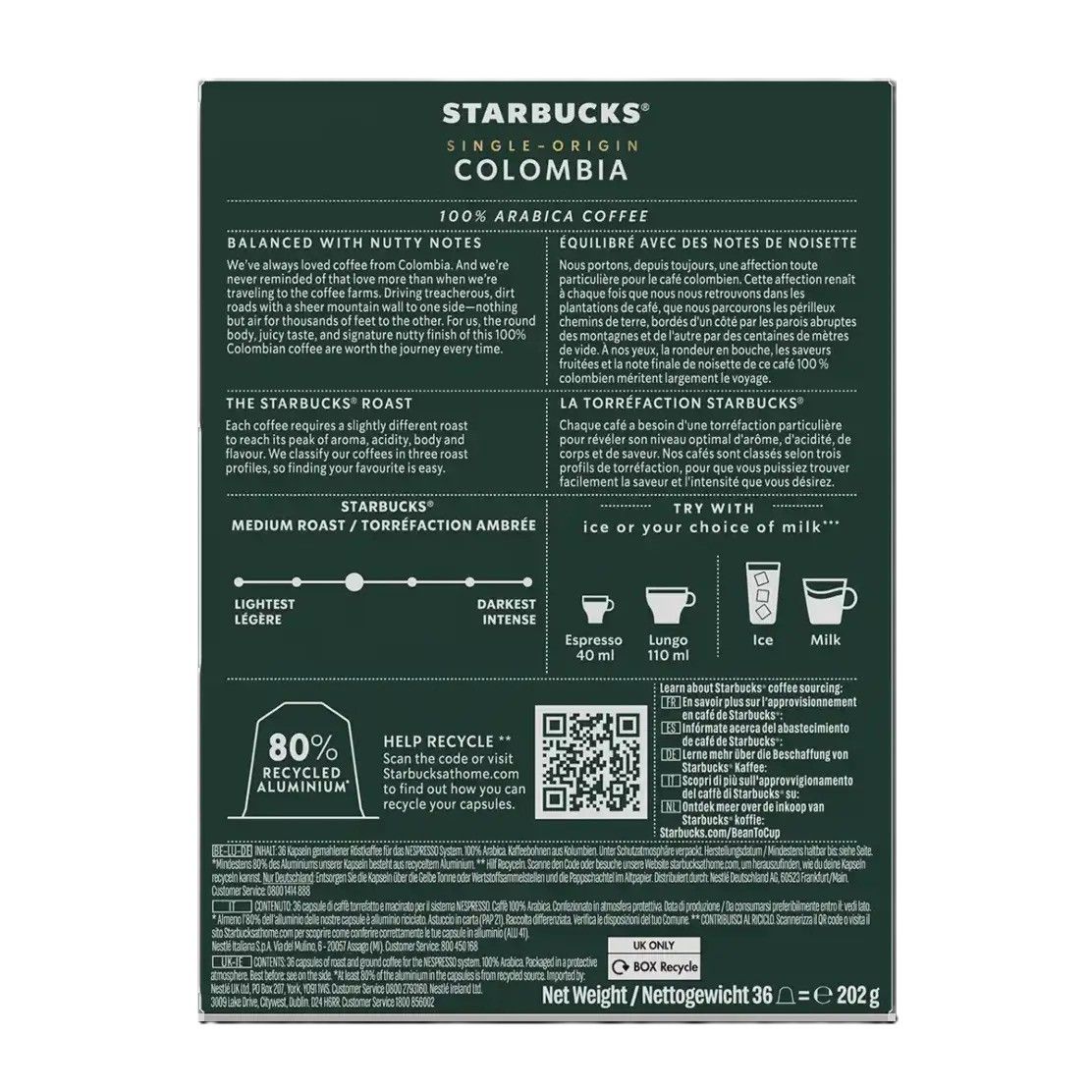 Grand format Starbucks Single Origin Colombia pour Nespresso