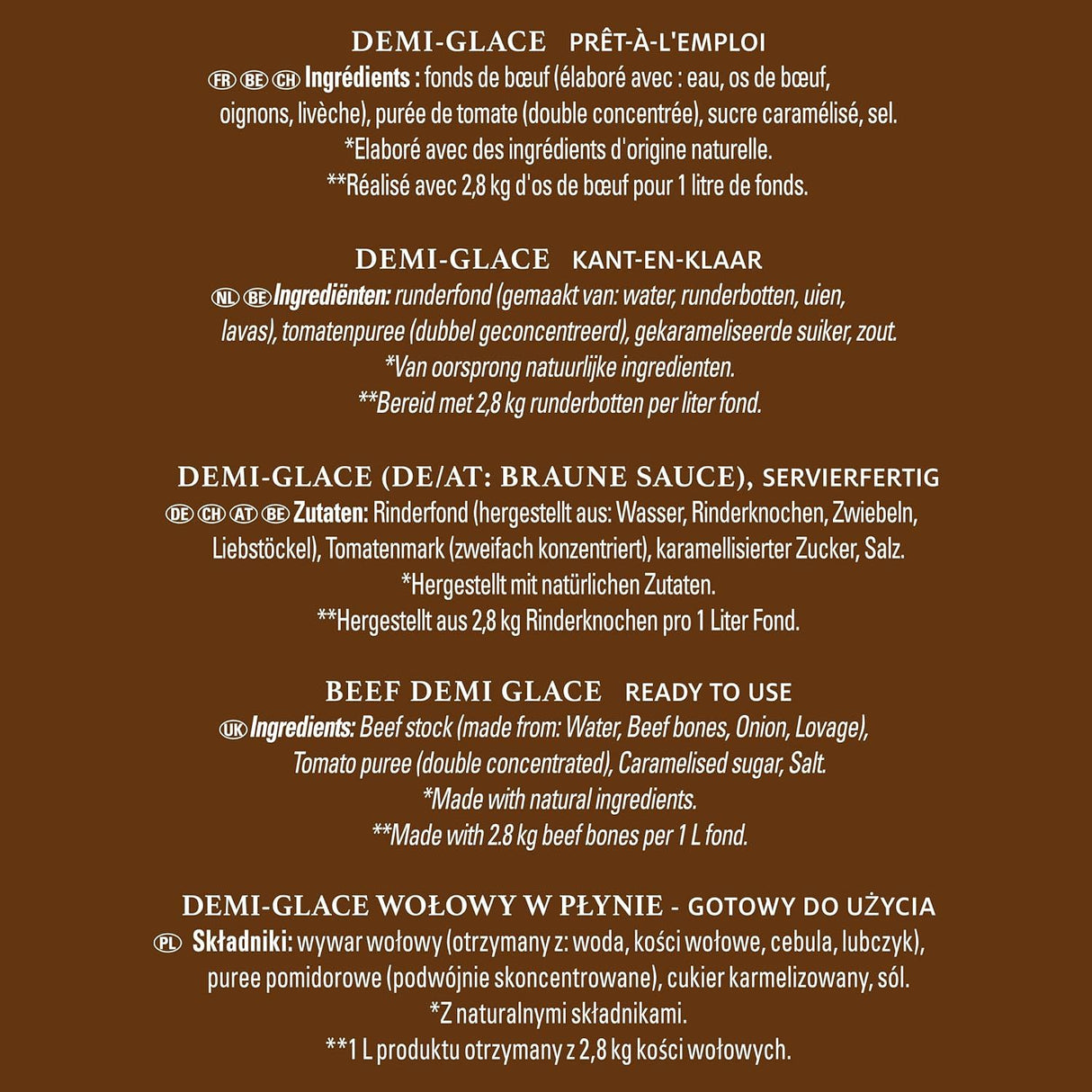 CHEF Demi-Glace Liquide Naturel, Fonds de bœuf