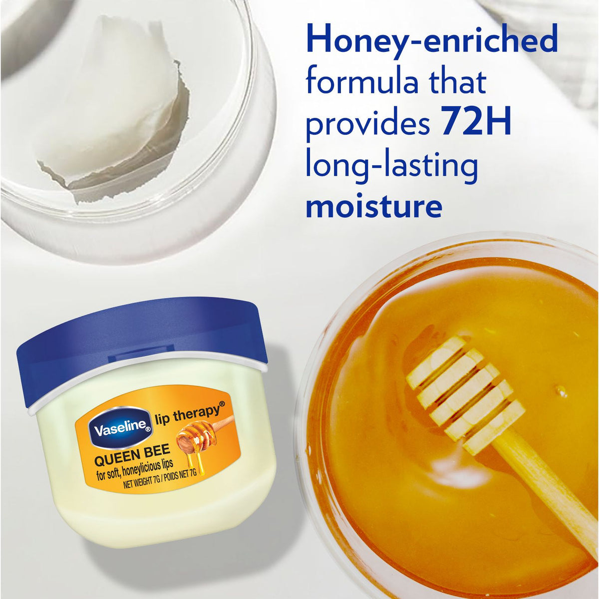 Vaseline Lip Therapy 7G Queen Bee | Baume à lèvres nourrissant au miel pour une hydratation optimale |