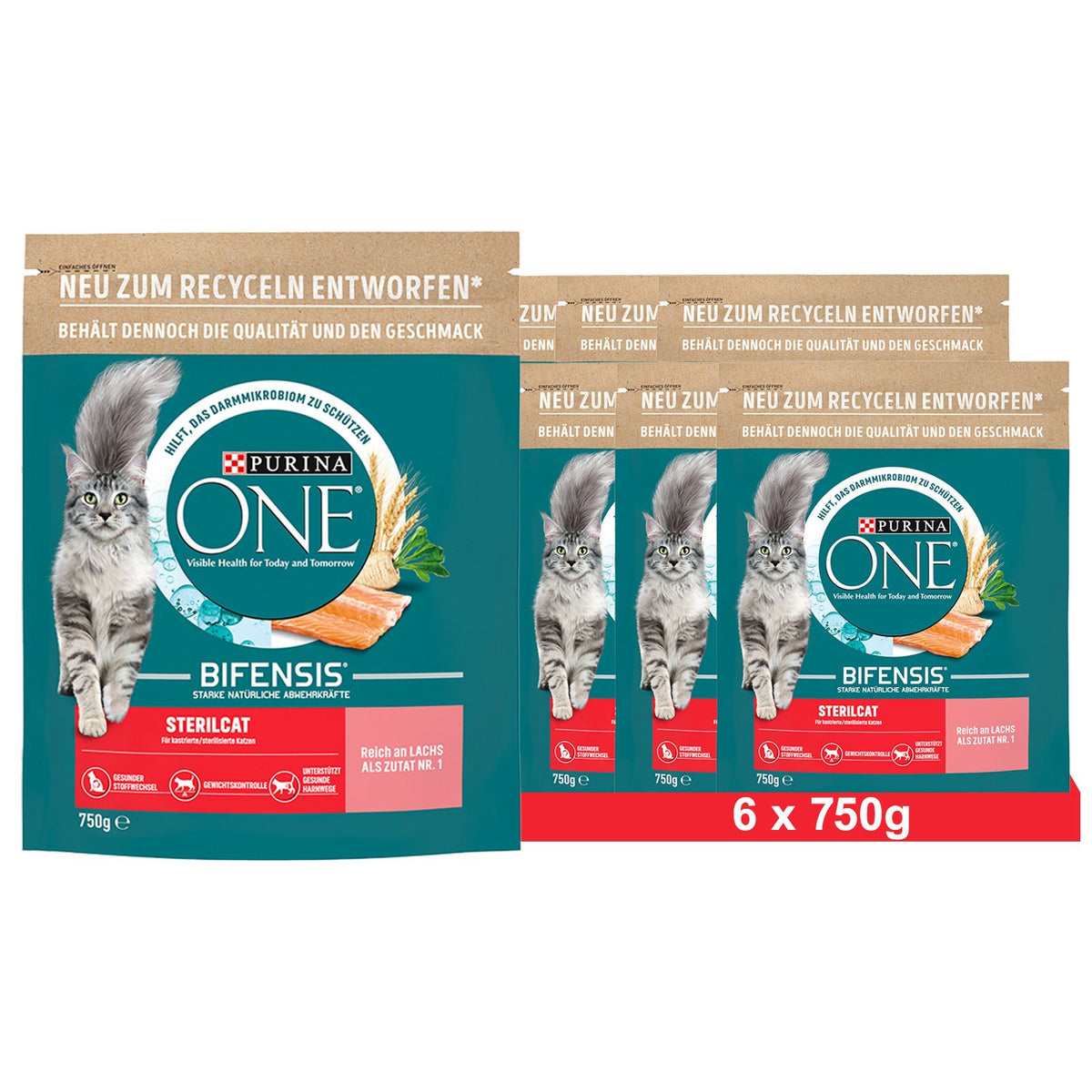 PURINA ONE BIFENSIS STERILCAT aliment sec pour chats stérilisés, riche en saumon