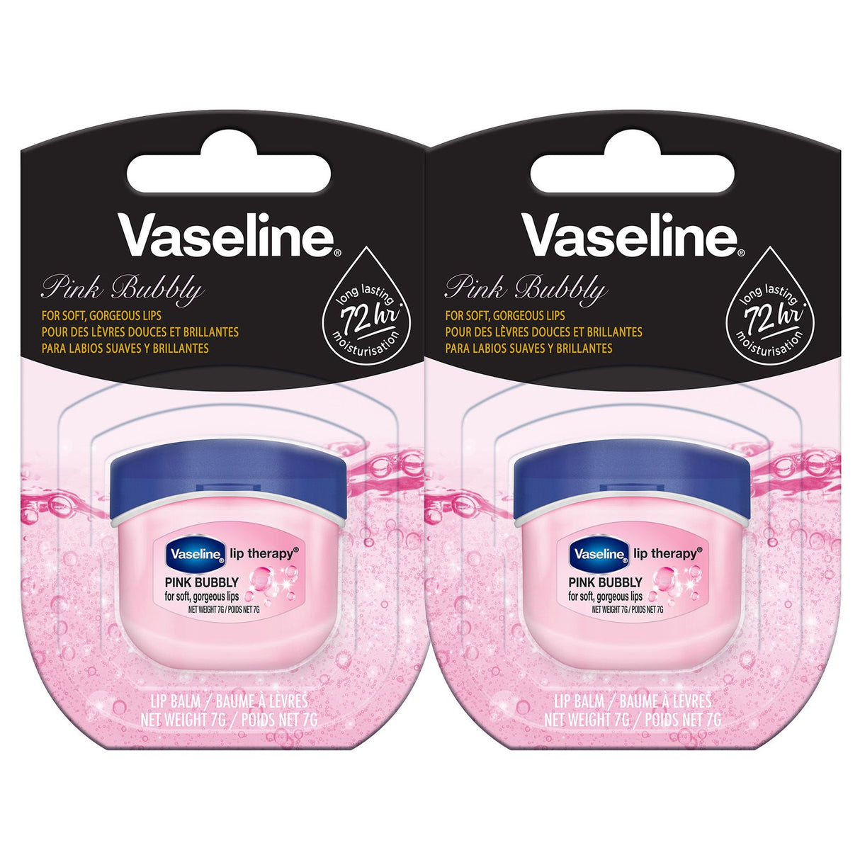Vaseline Lip Therapy 7G Pink Bubbly | Pflegender Lippenbalsam für optimale Feuchtigkeit mit pinkfarbenen Blubberton |