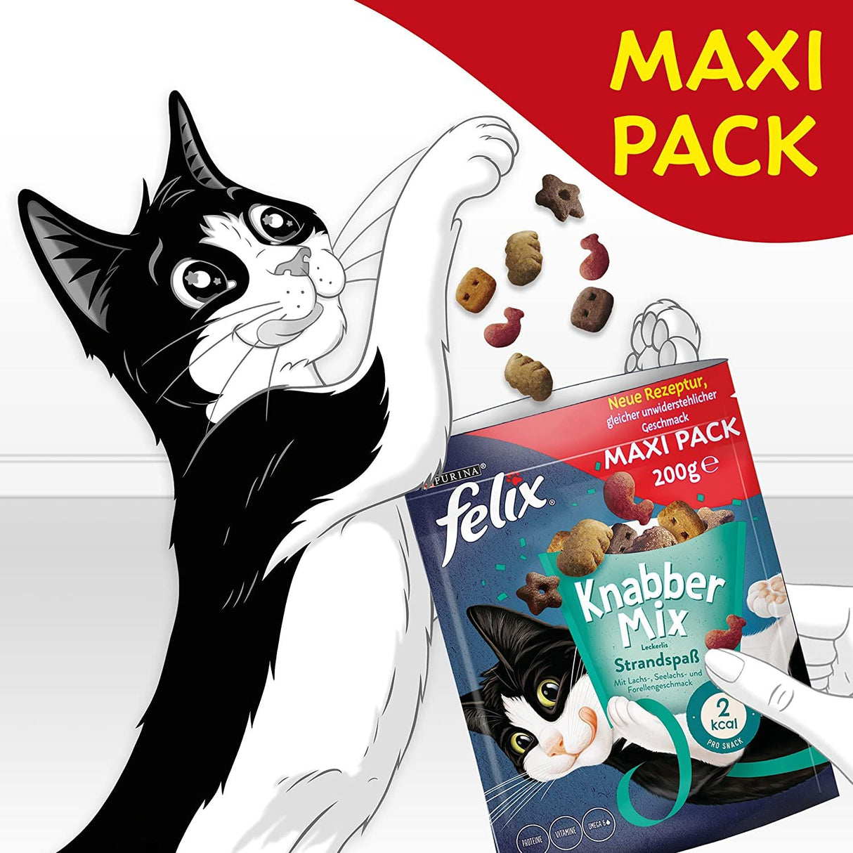 FELIX KnabberMix Plaisir de la plage, friandise croustillante pour chats avec sachet de 200g