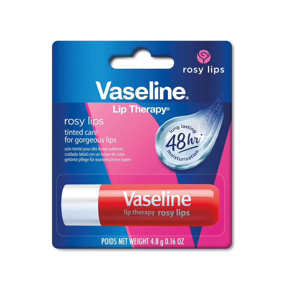 Vaseline Lip Therapy Rosy, Getönter Lippenbalsam, Lippenstift mit Mandel und Rosenöl
