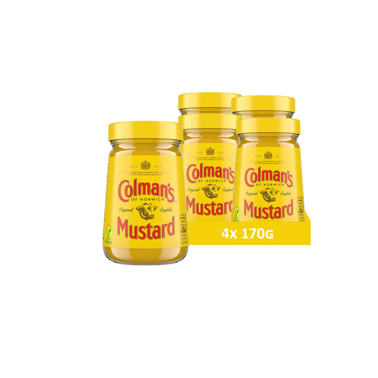 Colman's moutarde anglaise originale en pot de verre, moutarde anglaise superfine et vegane