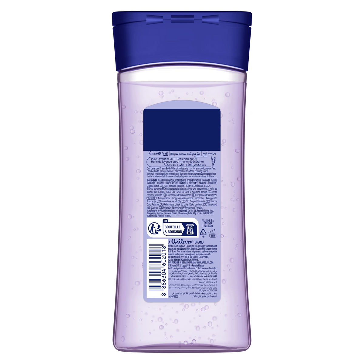 Vaseline Intensive Care Lavender Dream für geschmeidige Haut – Entspannendes Körpergel-Öl mit 100 % reinem Lavendelöl, 200 ml
