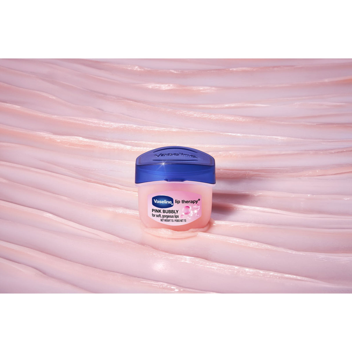 Vaseline Lip Therapy 7G Pink Bubbly | Pflegender Lippenbalsam für optimale Feuchtigkeit mit pinkfarbenen Blubberton |