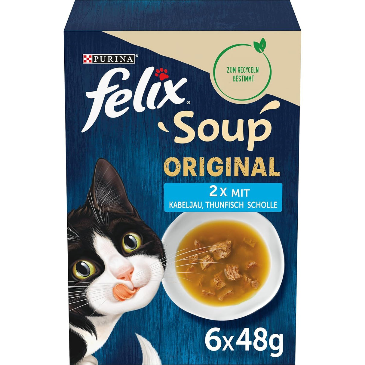 FELIX Soup, soupe avec de tendres morceaux, diversité de saveurs de l'eau, 6 paquets de 48g