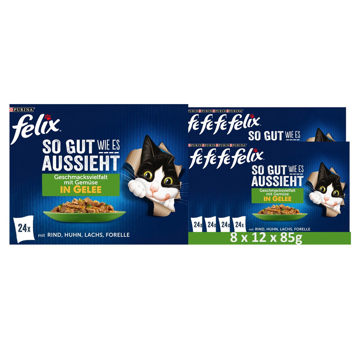 FELIX So gut wie es aussieht Katzenfutter nass in Gelee mit Gemüse, Sorten-Mix