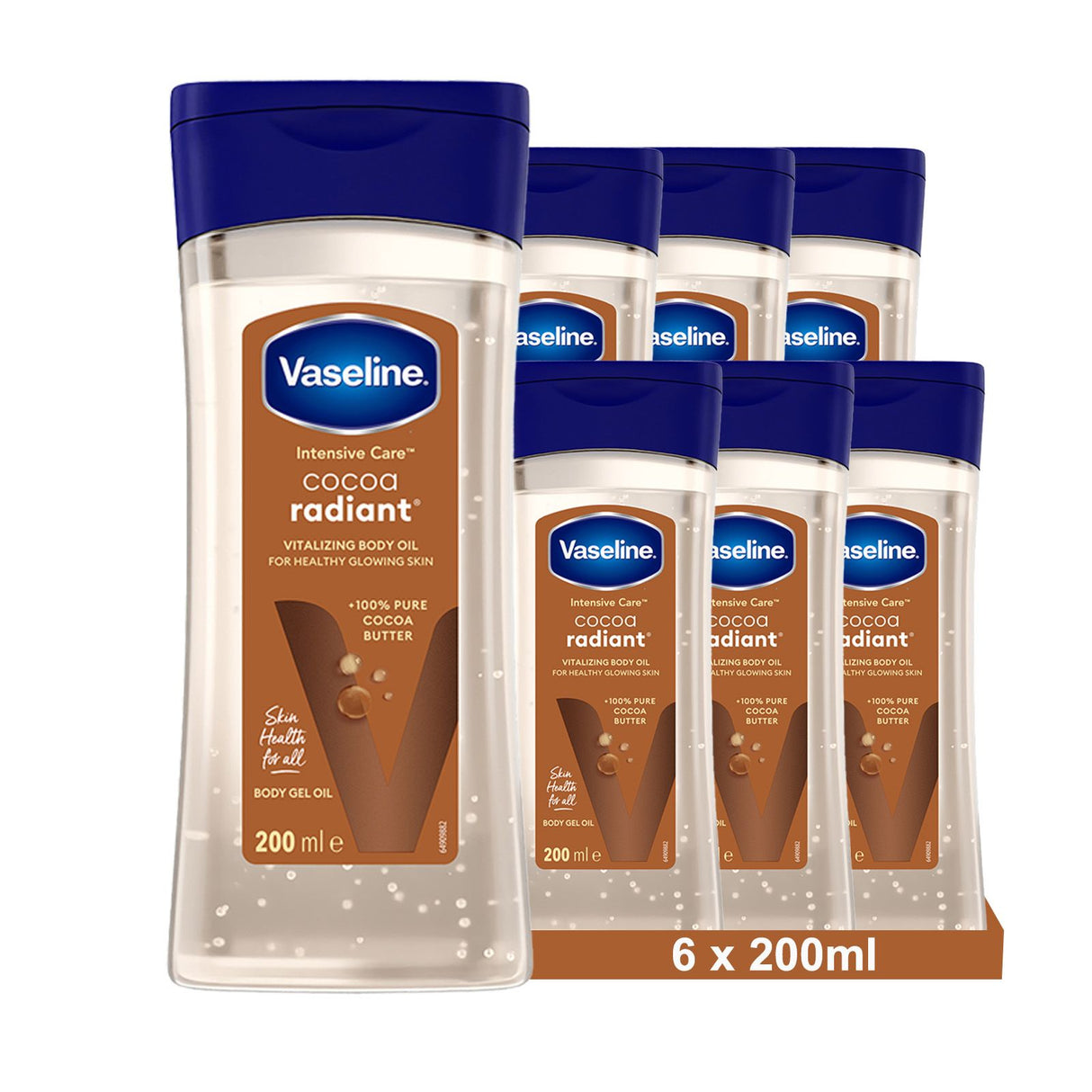 Vaseline Intensive Care Cocoa Radiant pour une peau éclatante, huile corporelle au beurre de cacao pur + huiles régénérantes,