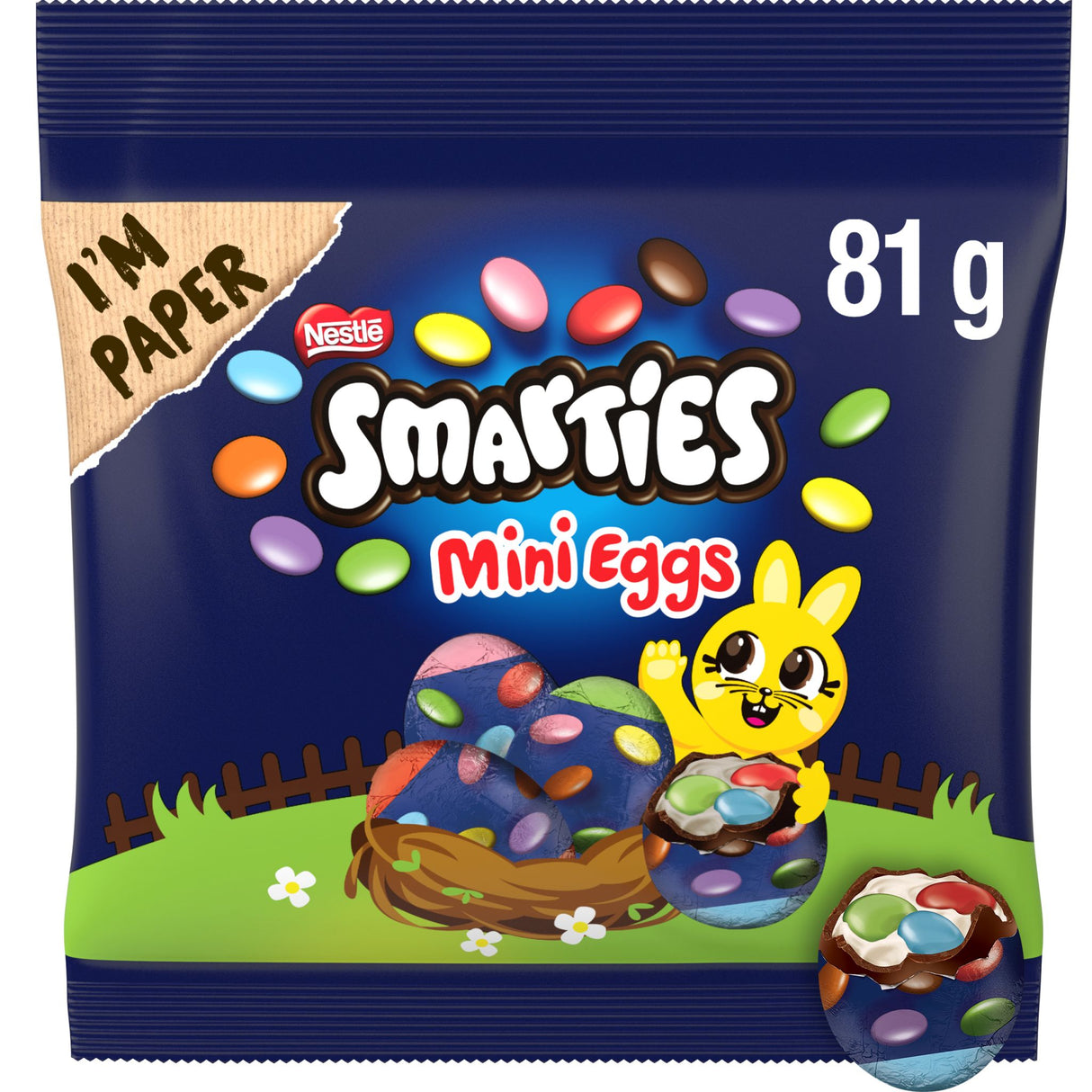 NESTLÉ SMARTIES Mini Eggs, petits œufs de Pâques en chocolat au lait fourrés de crème et de mini billes de chocolat colorées SMARTIES