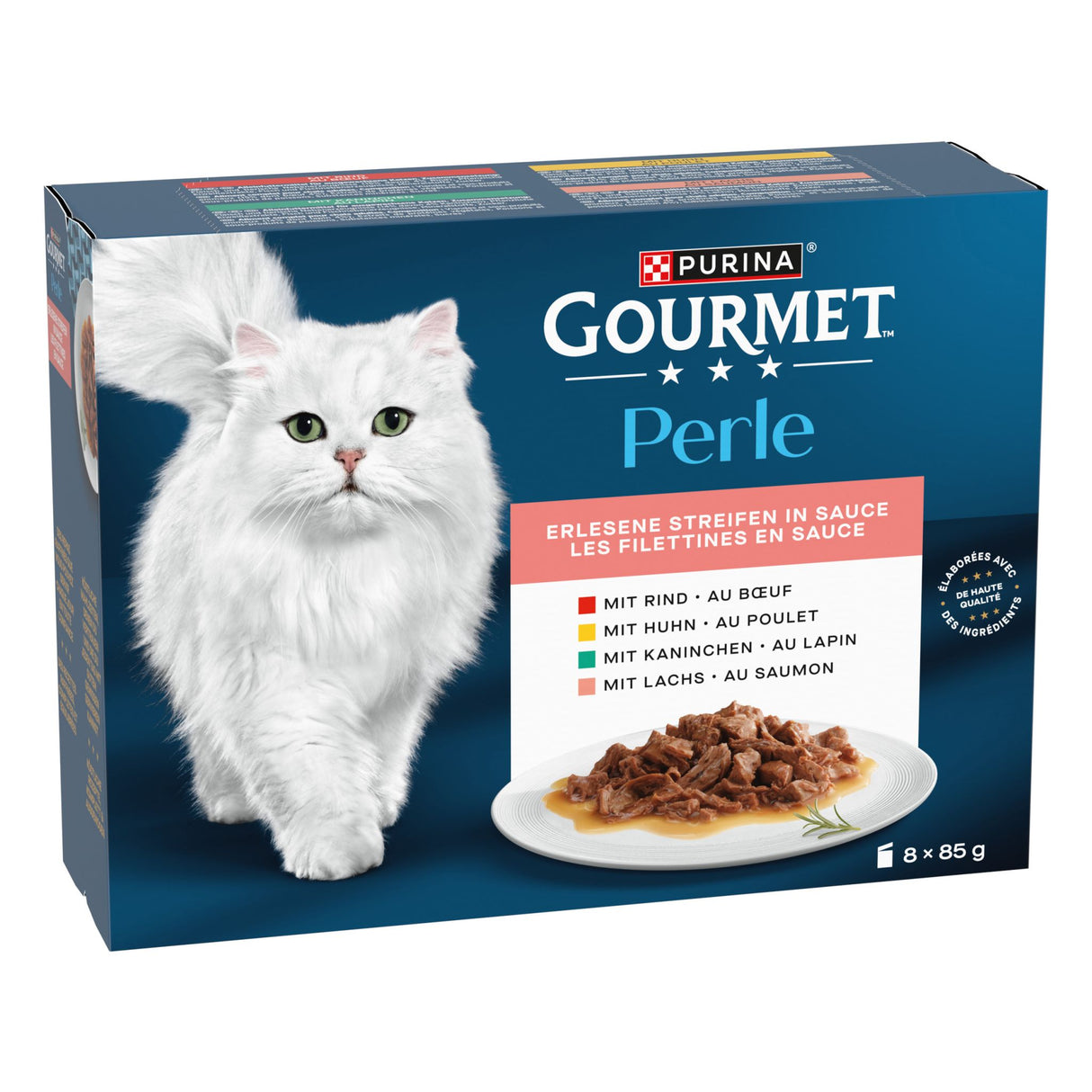 GOURMET Perle Erlesene Streifen Katzenfutter nass, Sorten-Mix