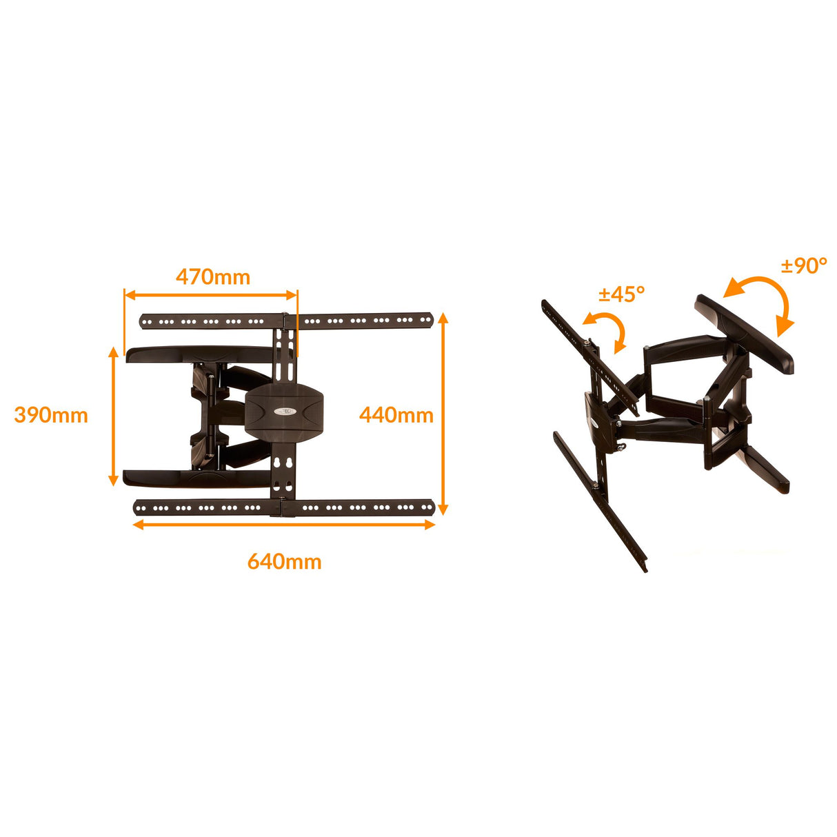 prsTECH® flatMOUNT FM351 Support TV mural plat ou incurvé LED/LCD 32"-65