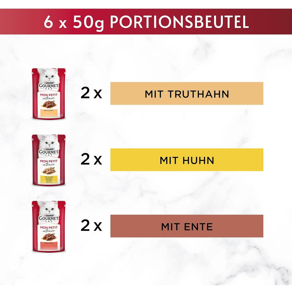 GOURMET Mon Petit Nourriture pour chats humide, Variations de volaille, paquet de 6 boîtes de 50g