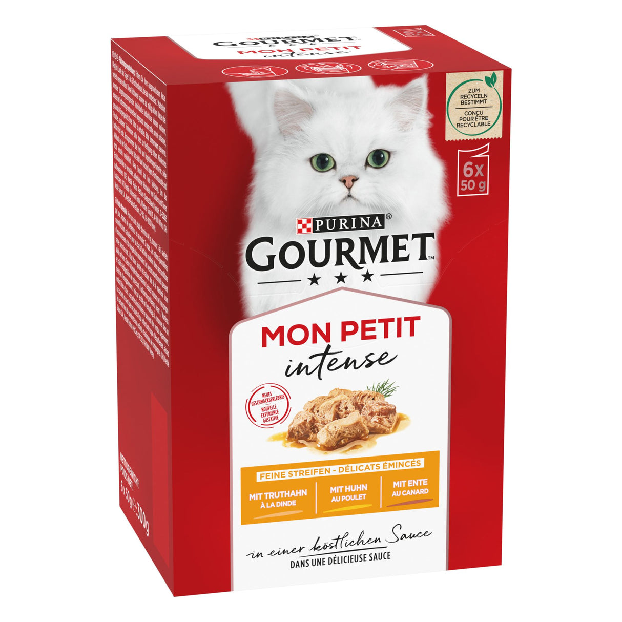 GOURMET Mon Petit Nourriture pour chats humide, Variations de volaille, paquet de 6 boîtes de 50g