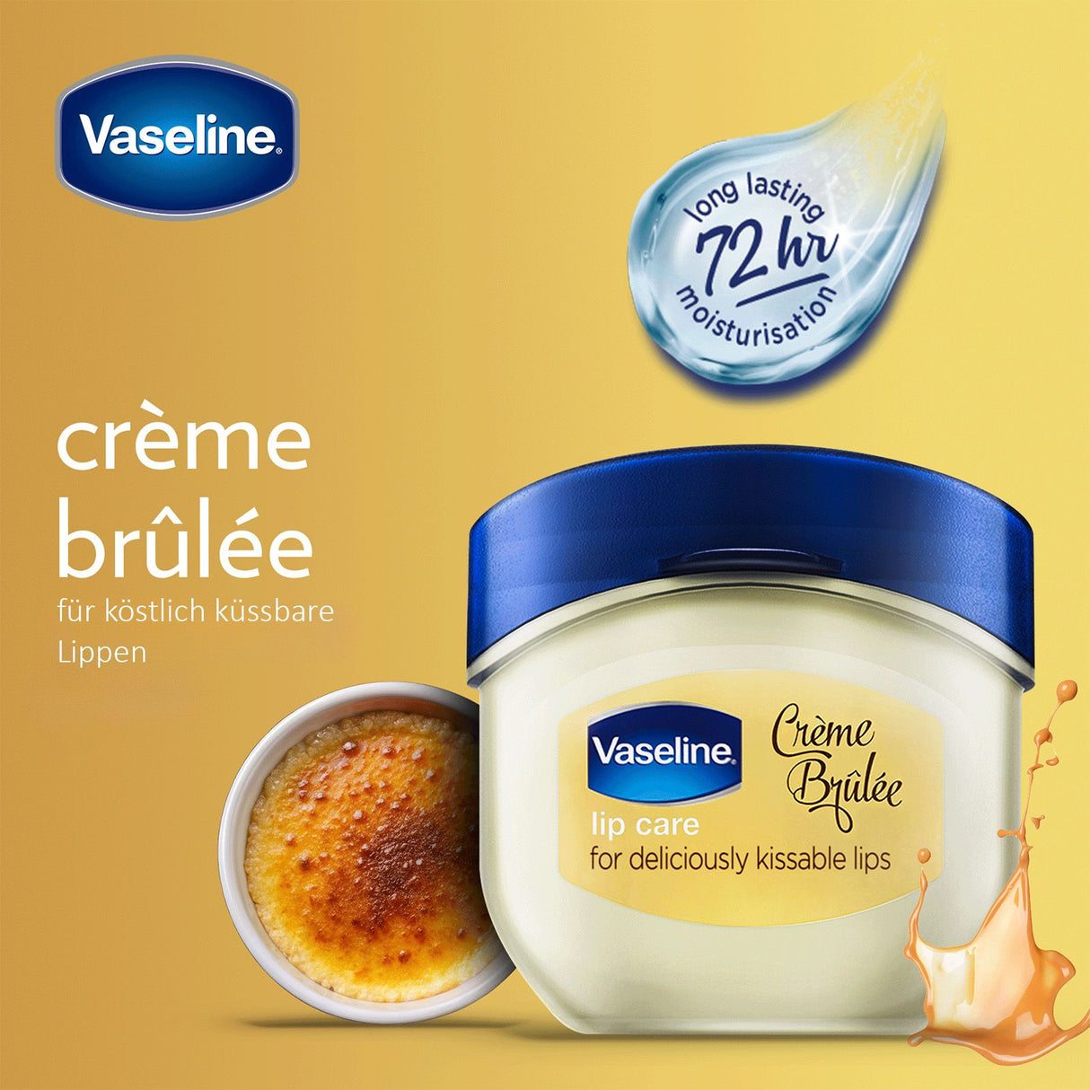 Vaseline Lip Therapy 7G Crème Brûlée | Pflegender Lippenbalsam für optimale Feuchtigkeit |