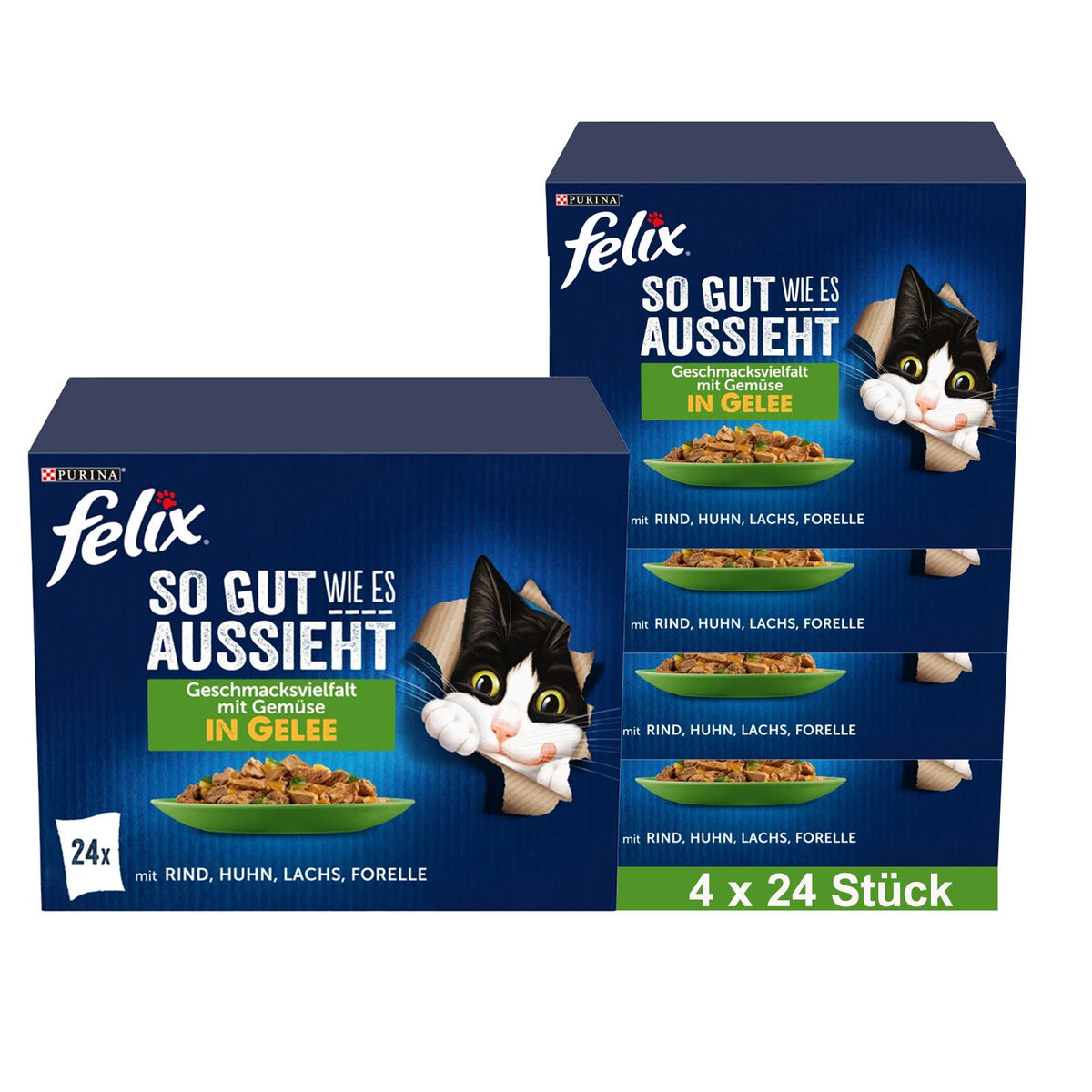FELIX Si bon qu'il en a l'air Nourriture pour chats humide en gelée avec légumes, mélange de variétés