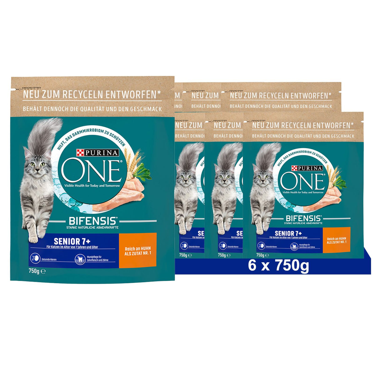 PURINA ONE BIFENSIS SENIOR 7+ aliment sec pour chats, riche en poulet