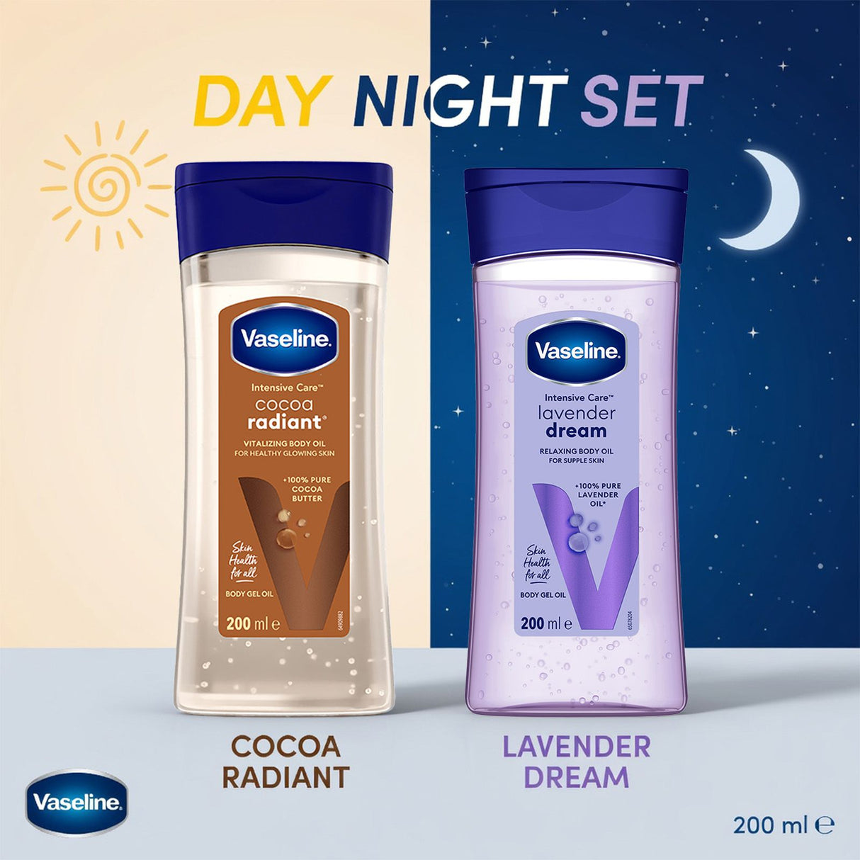 Vaseline Intensive Care Cocoa Radiant für strahlende Haut, Körpergelöl mit reiner Kakaobutter + regenerierenden Ölen,