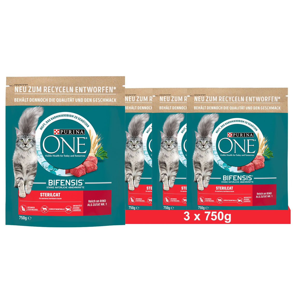 PURINA ONE BIFENSIS STERILCAT aliment sec pour chats stérilisés, riche en bœuf