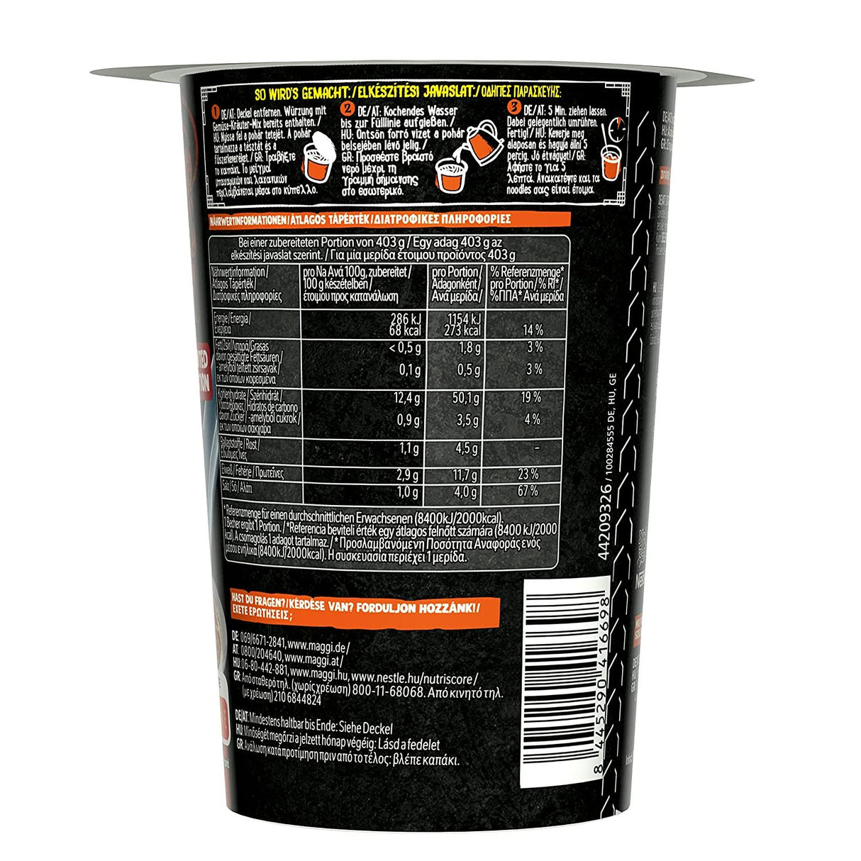 Instant Nudel-Suppe, asiatisch gewürzt, Geschmack Ente