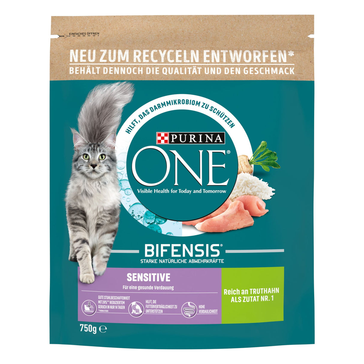 PURINA ONE BIFENSIS SENSITIVE Katzenfutter trocken reich an Truthahn