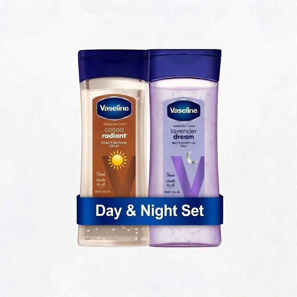 Vaseline Intensive Care Cocoa Radiant pour une peau éclatante, huile corporelle au beurre de cacao pur + huiles régénérantes,