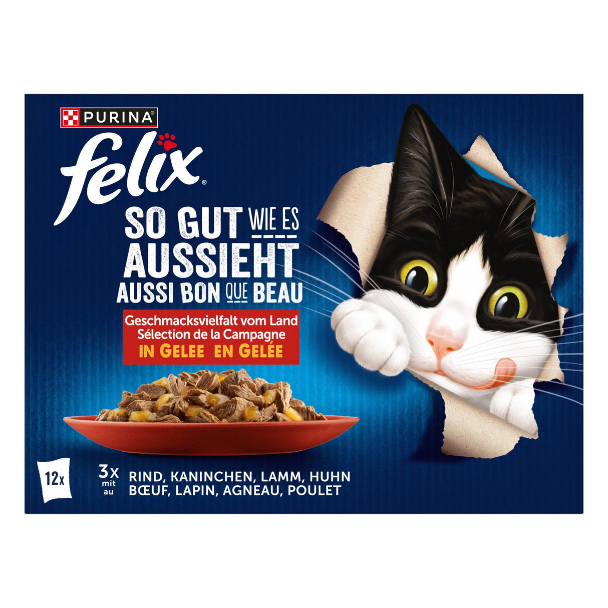 FELIX So gut wie es aussieht Katzenfutter nass in Gelee, Sorten-Mix 12er-Pack
