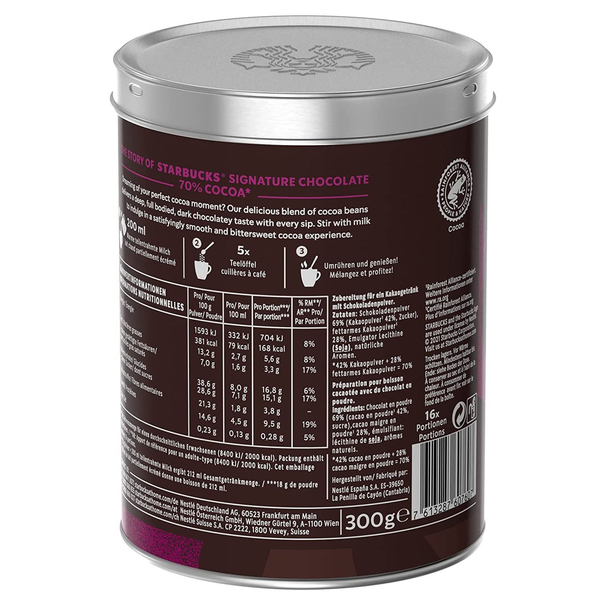 Starbucks Signature Chocolate 70% Chocolat en Poudre