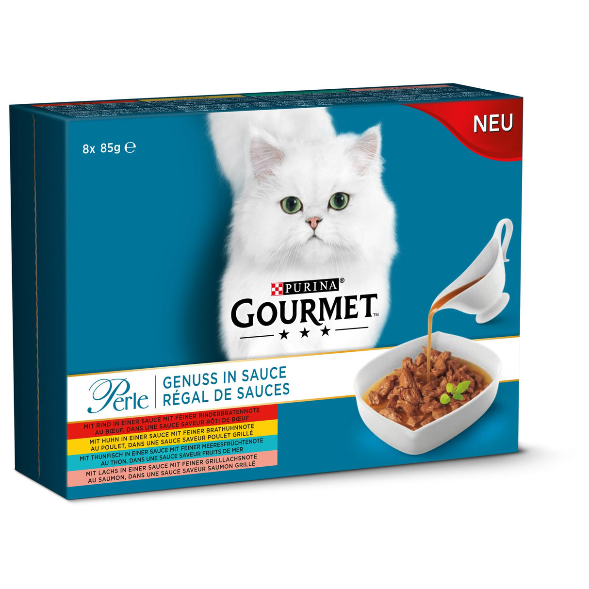 GOURMET Perle Genuss in Sauce Katzenfutter nass, Sorten-Mix