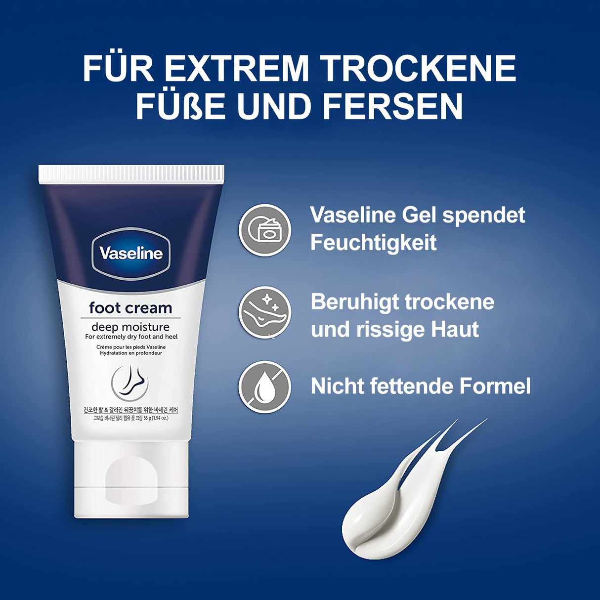 Vaseline Foot Creme | Fußcreme für die tägliche Pflege bei trockener und rissiger Haut
