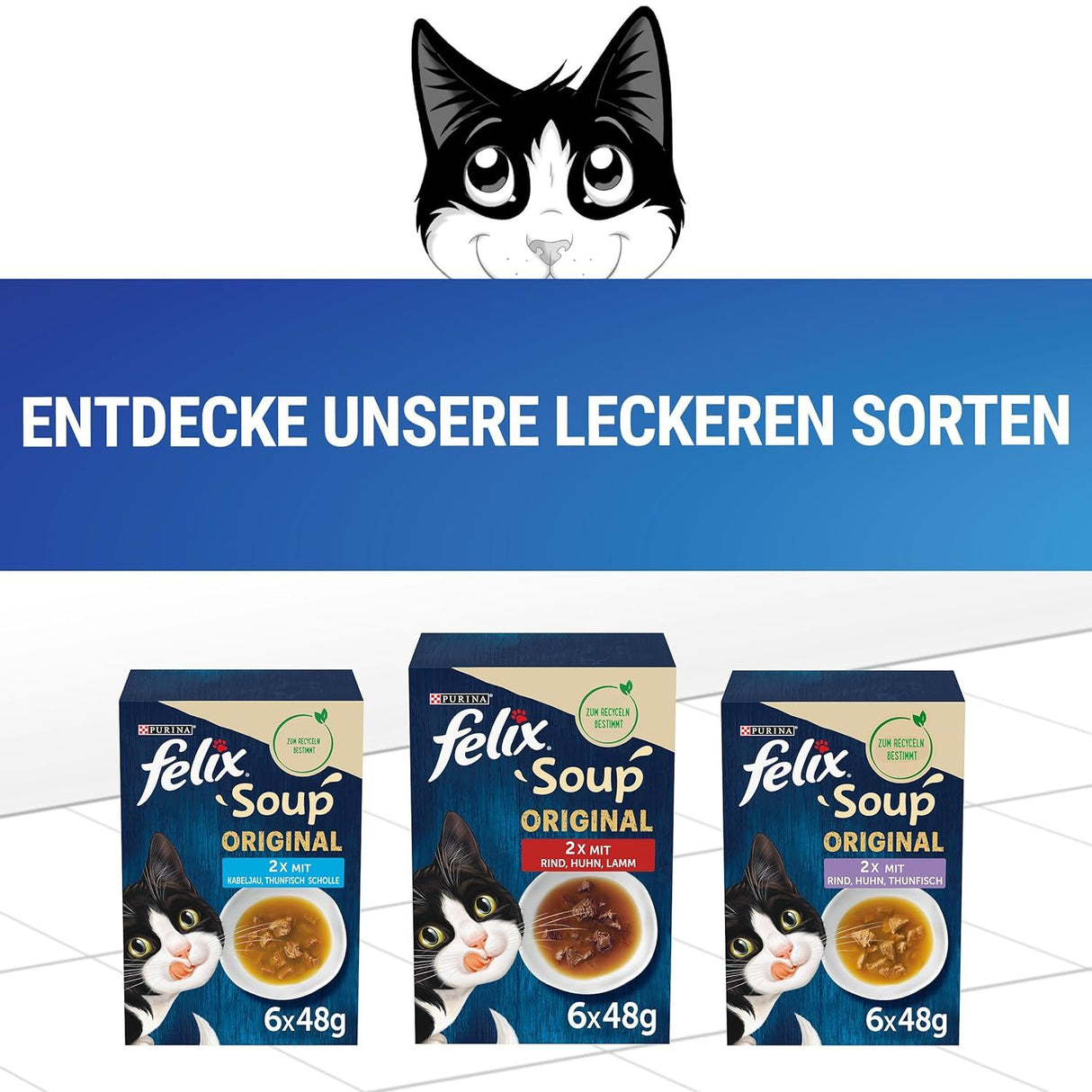 FELIX Soup, Suppe mit zarten Stückchen, Geschmacksvielfalt aus dem Wasser, 6erPack à 48g