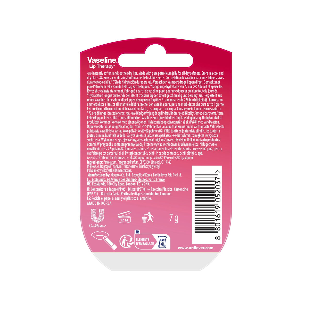 Vaseline Lip Therapy 7G Rosy | Pflegender Lippenbalsam für optimale Feuchtigkeit | Doppelpack
