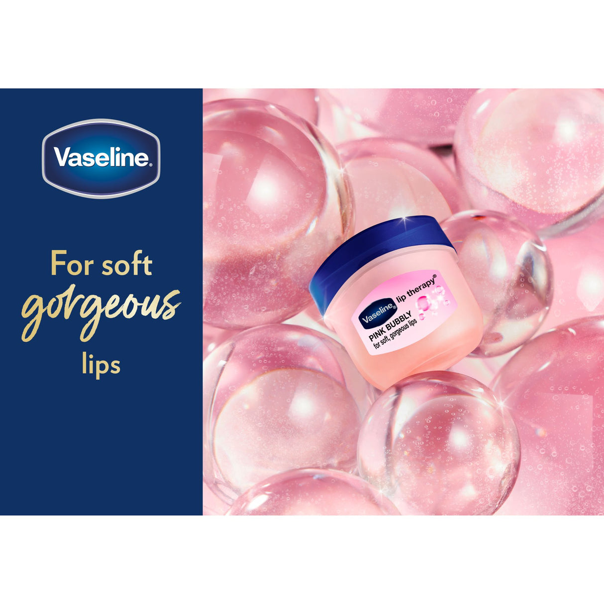 Vaseline Lip Therapy 7G Pink Bubbly | Pflegender Lippenbalsam für optimale Feuchtigkeit mit pinkfarbenen Blubberton |